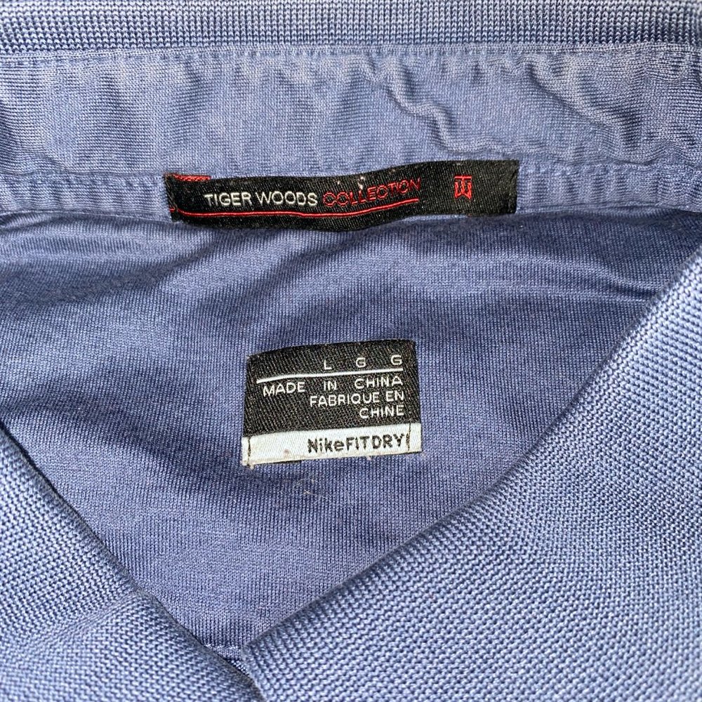 Tiger Woods Collection Nike Fit Dry Polo Blue Shirt Size Large - Picture 4 of 7